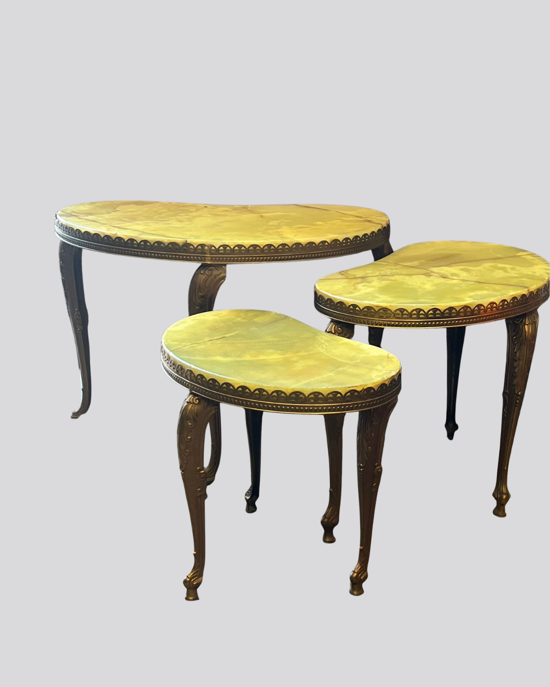 Hollywood Regency Onyx Nesting Table Set