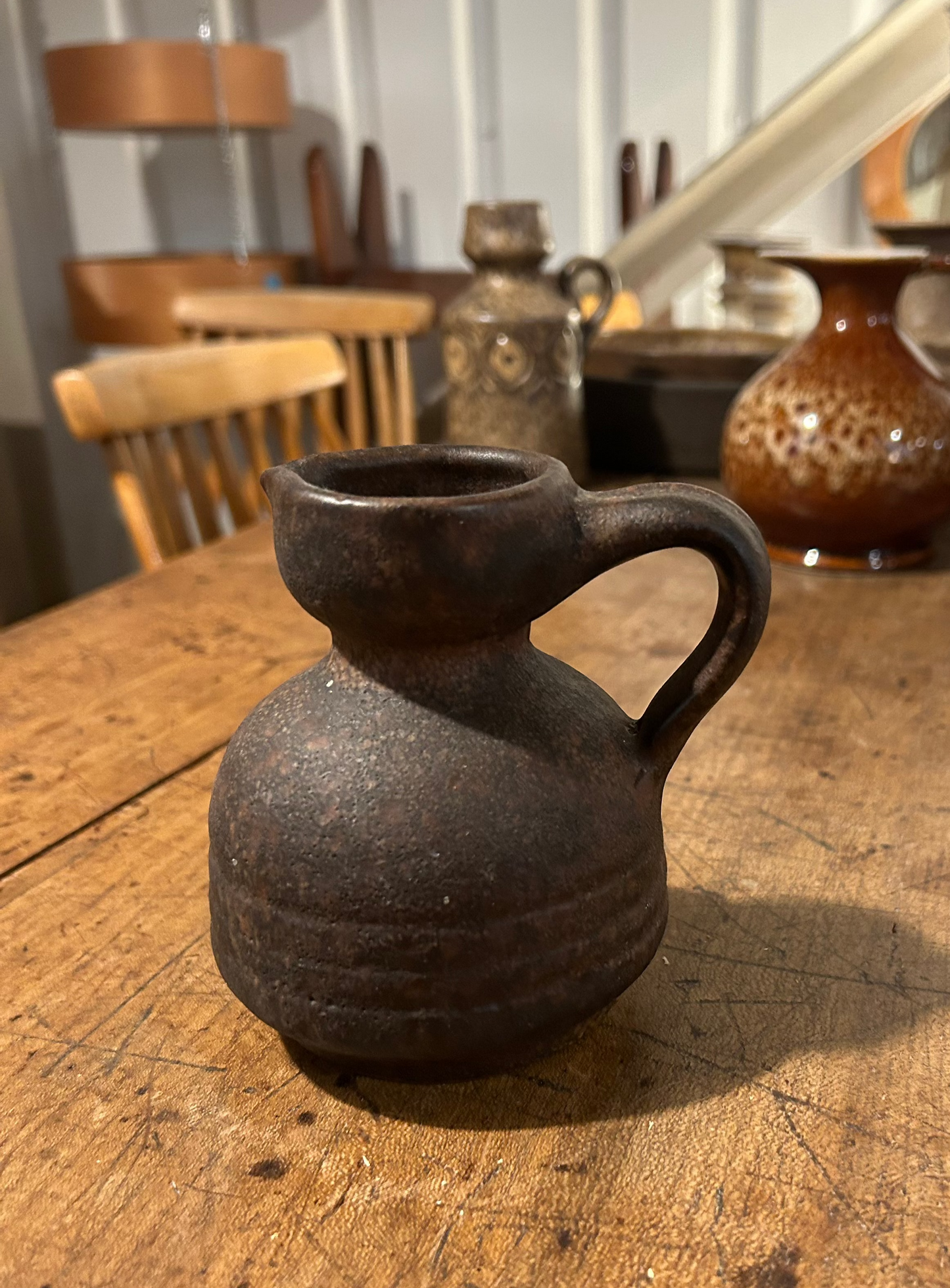 Brown Vintage Studio Ceramic Jug East German MCM