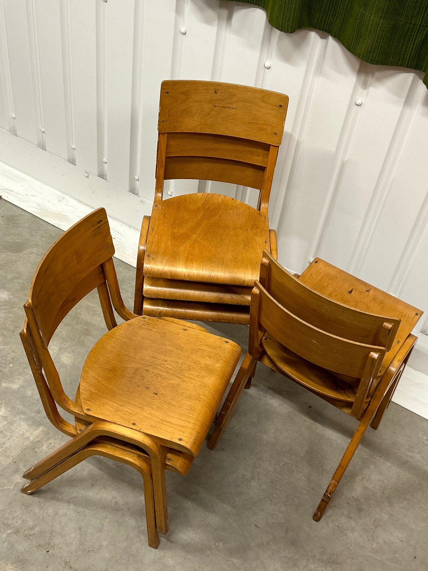 Mid-Century Vintage Solid Wood School Chairs (full size)