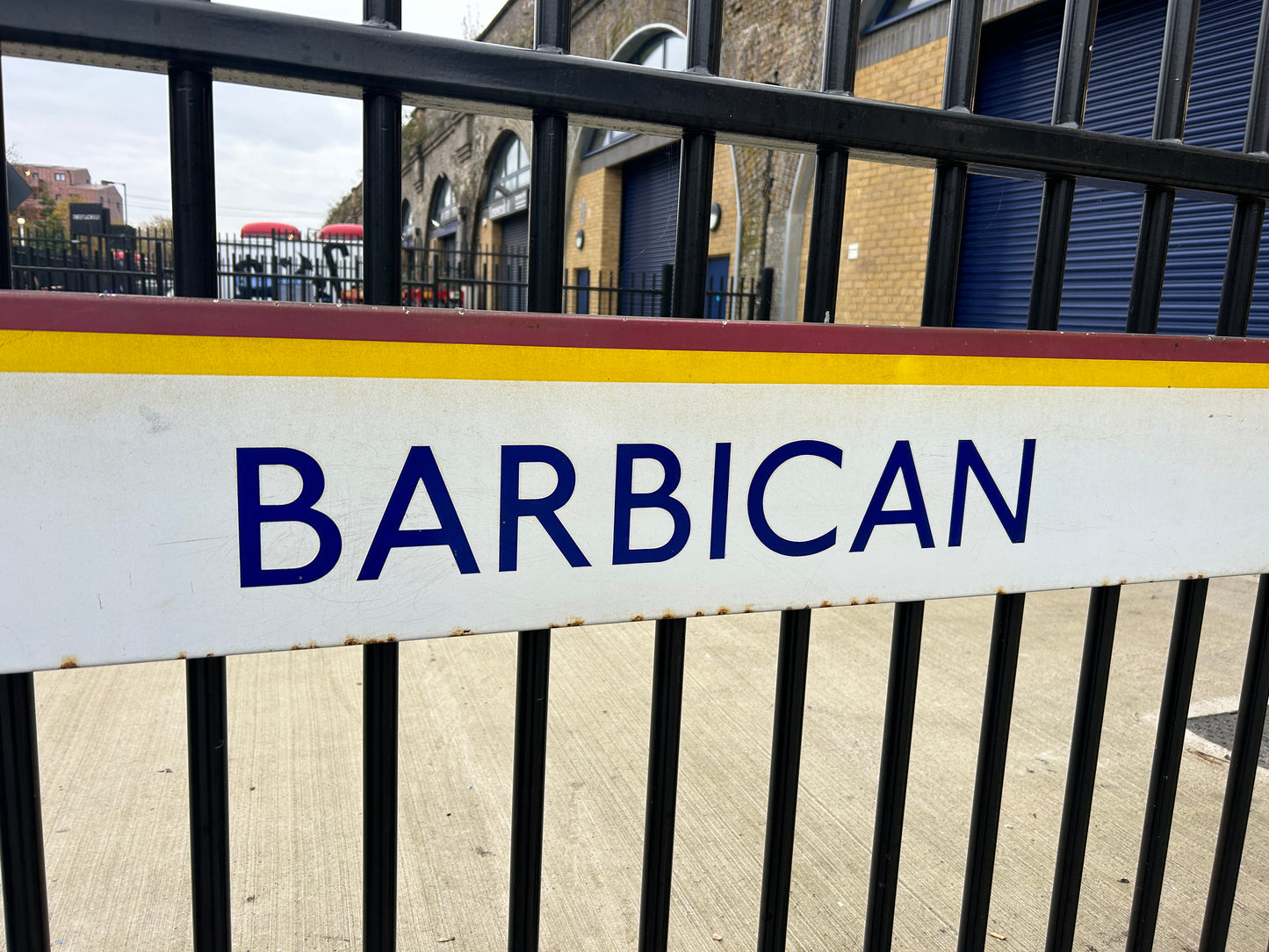 1960s Vintage Enamel London Underground 'Barbican' Sign