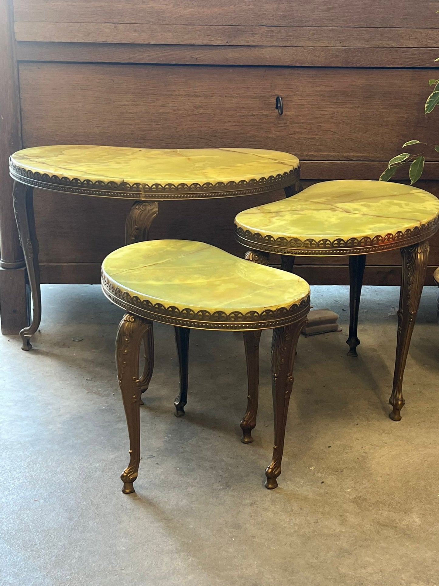 Hollywood Regency Onyx Nesting Table Set