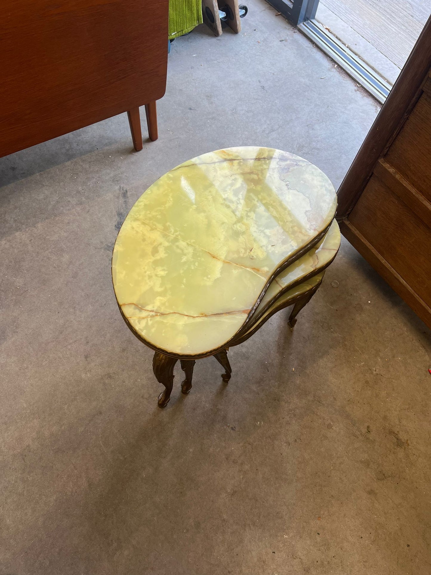Hollywood Regency Onyx Nesting Table Set