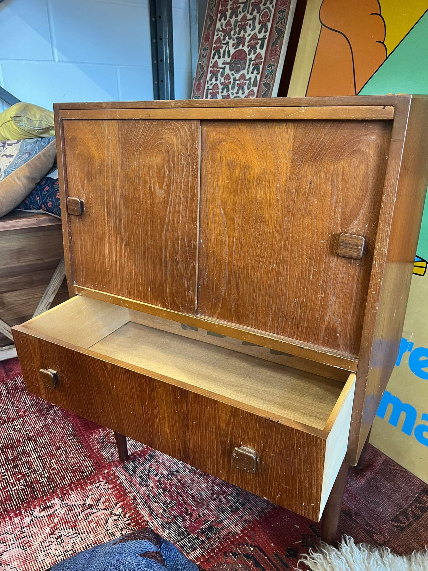 Teak Vinyl Record Cabinet