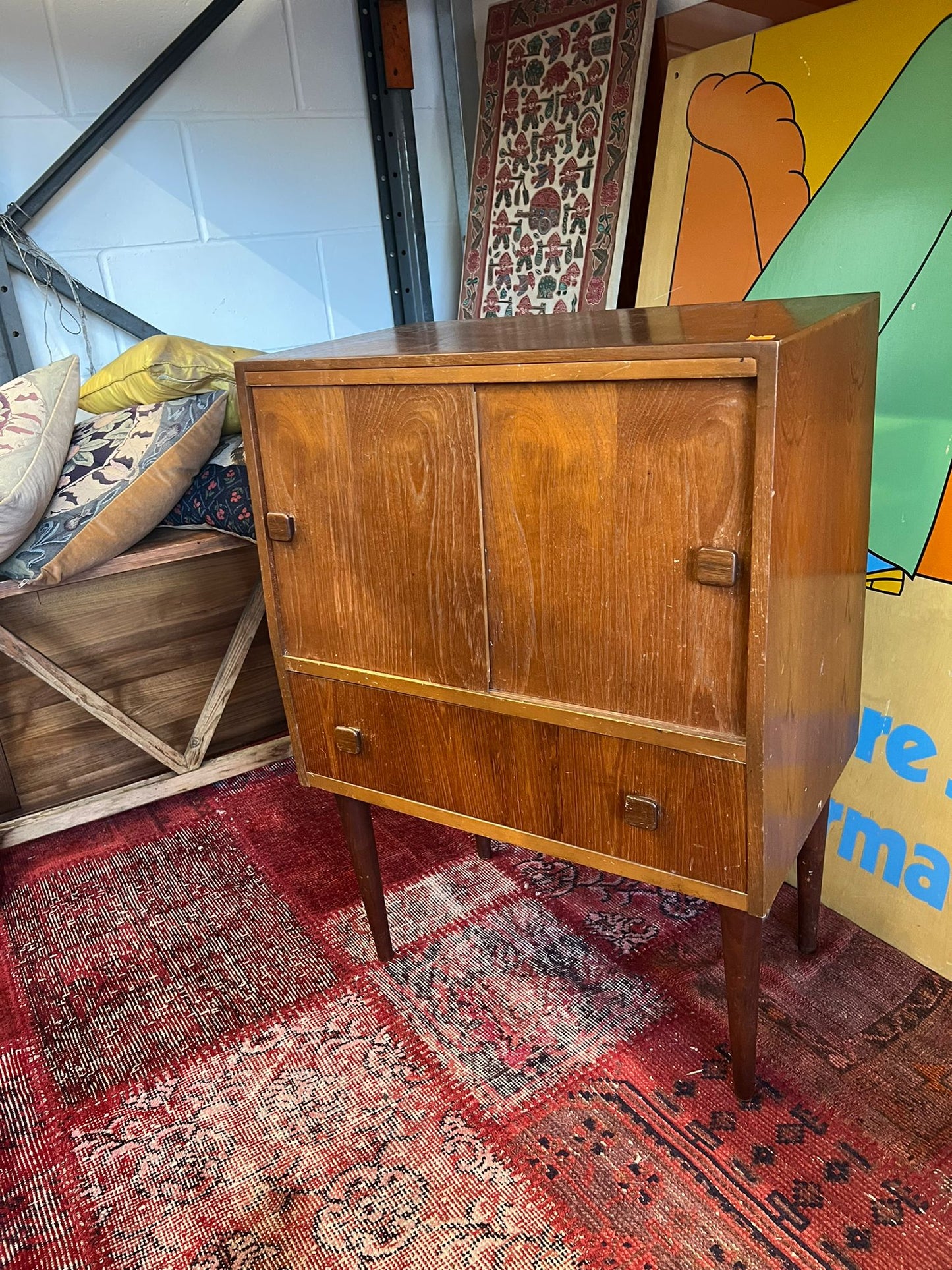 Teak Vinyl Record Cabinet