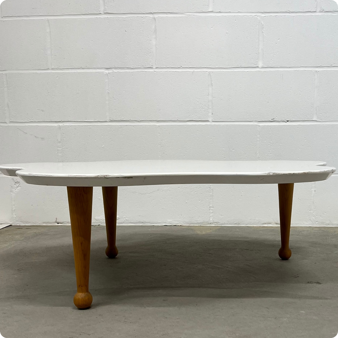 1960s fiberglass and beech cloud coffee table