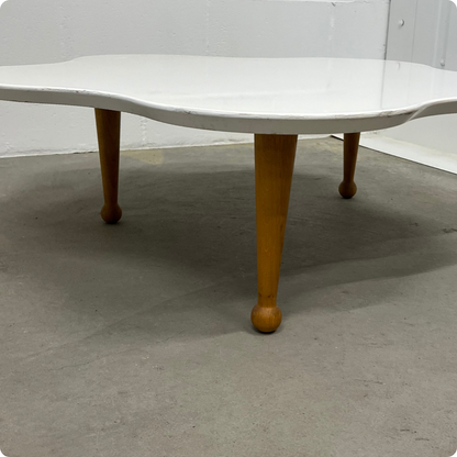 1960s fiberglass and beech cloud coffee table