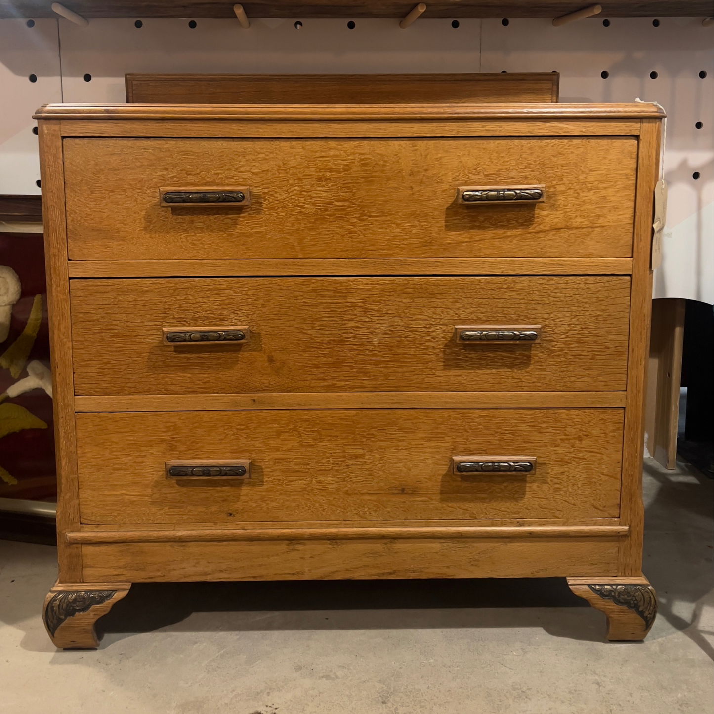 1930s Solid Oak Art Deco Chest of Drawers