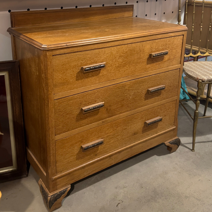 1930s Solid Oak Art Deco Chest of Drawers