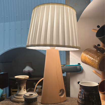 Pine Table Lamp with Pleated Shade