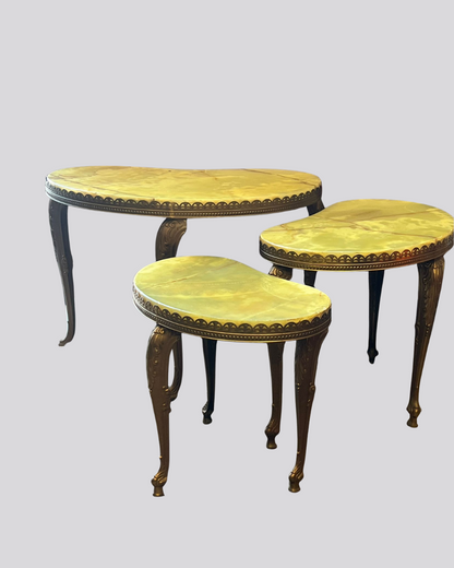 Hollywood Regency Onyx Nesting Table Set