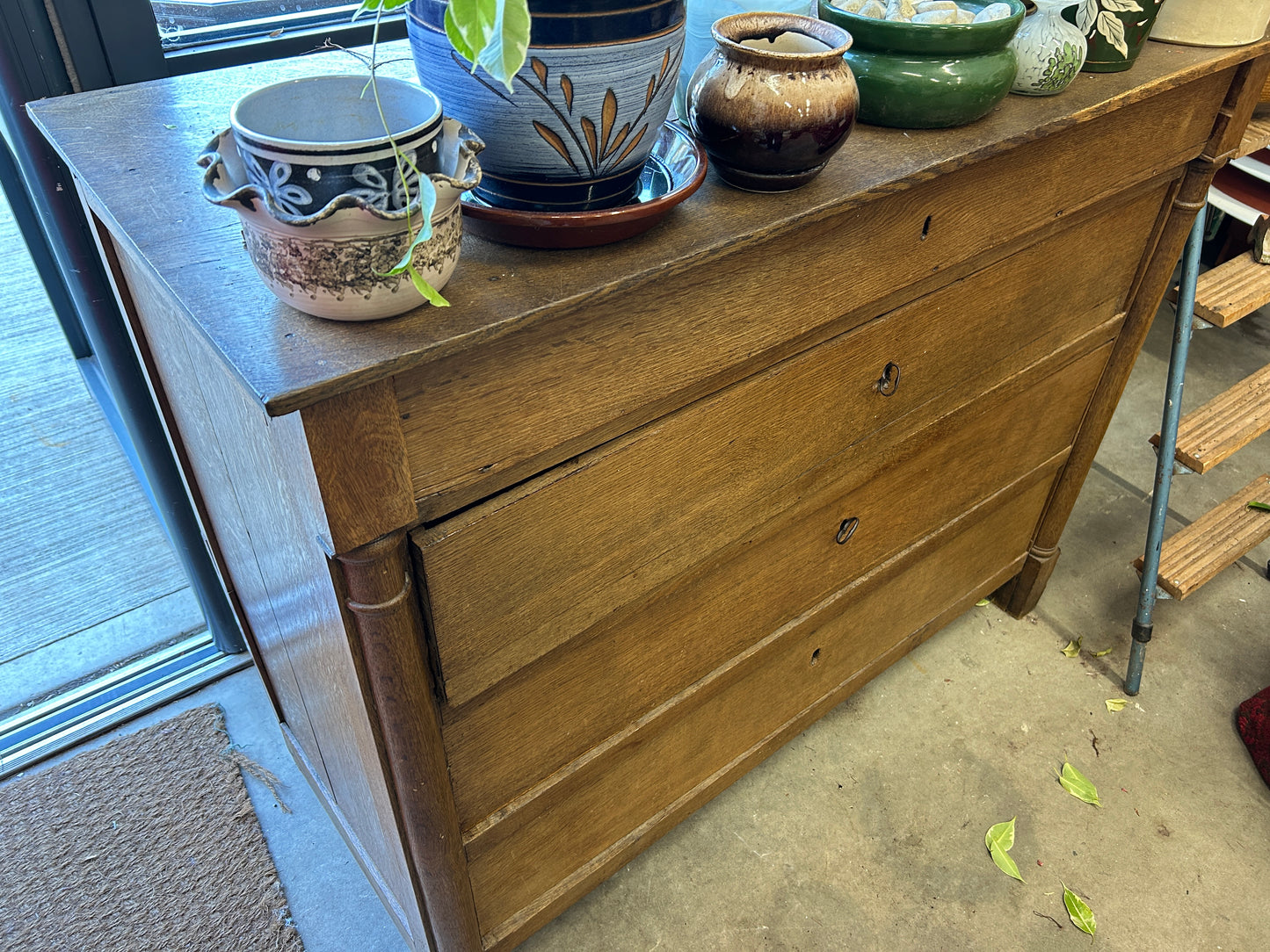 Antique Oak French Rustic Vintage Chest of Drawers