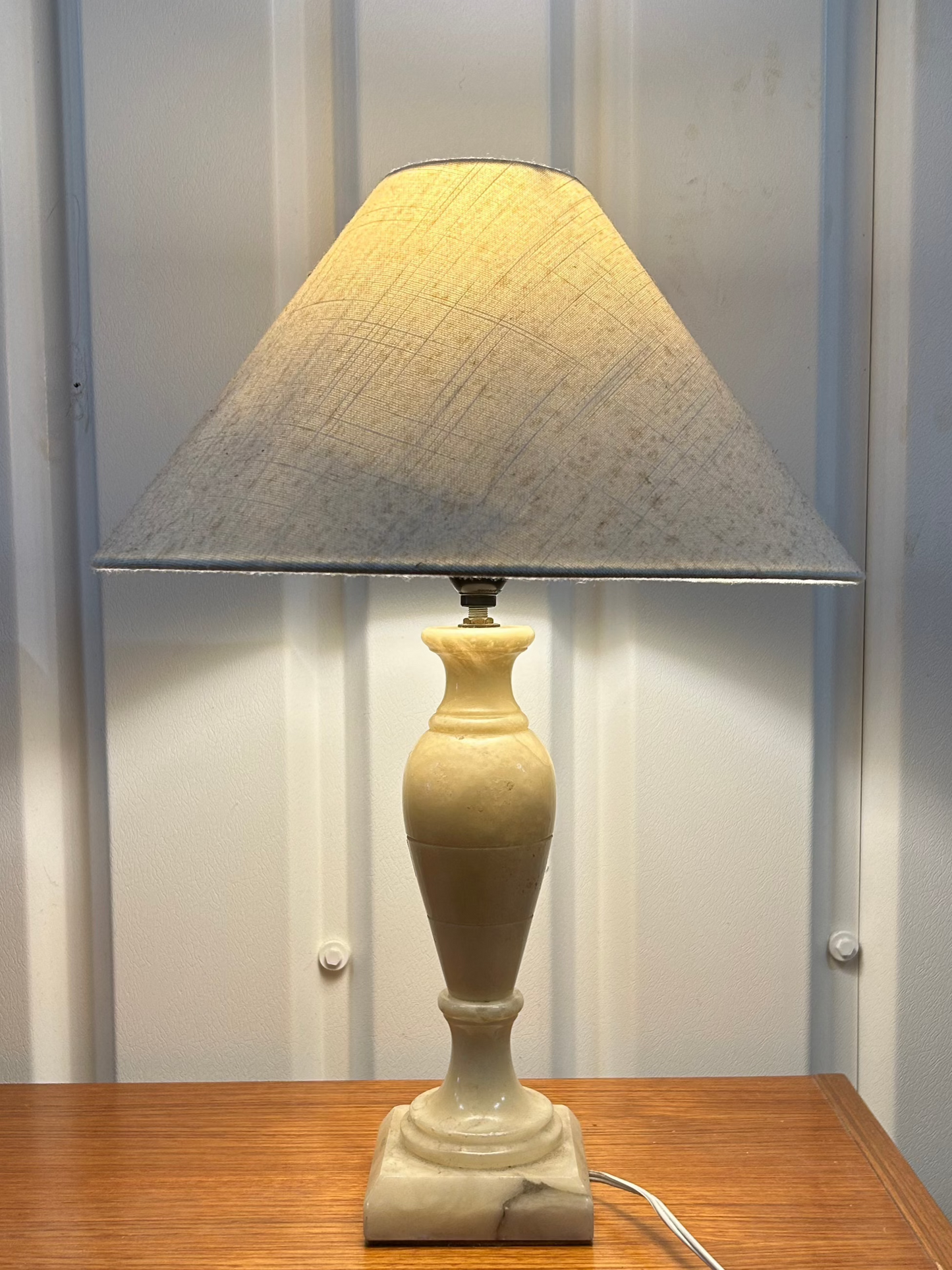 Vintage Carved Alabaster Table Lamp