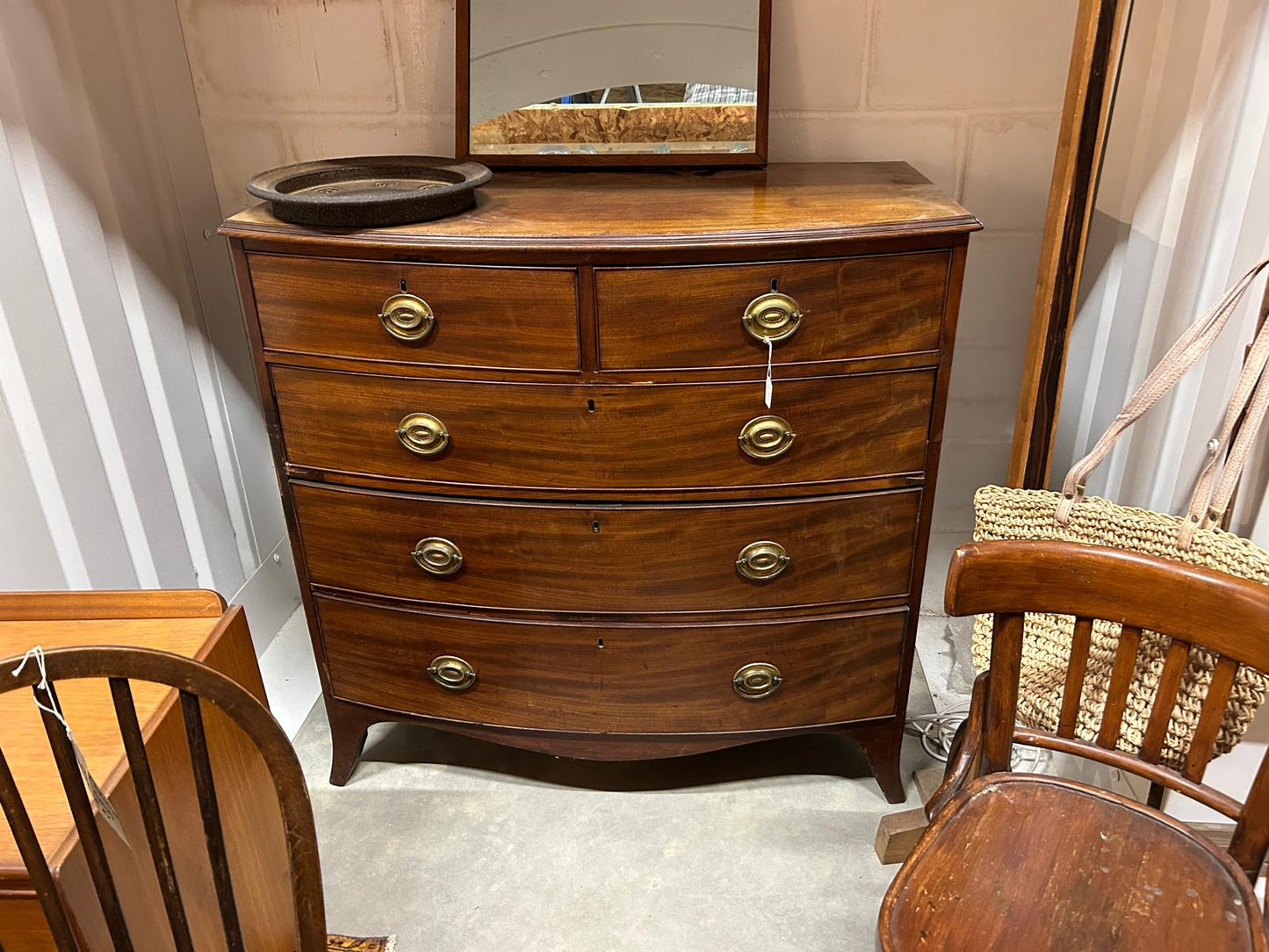 1800s Mahogany Bow Fronted Chest of Drawers